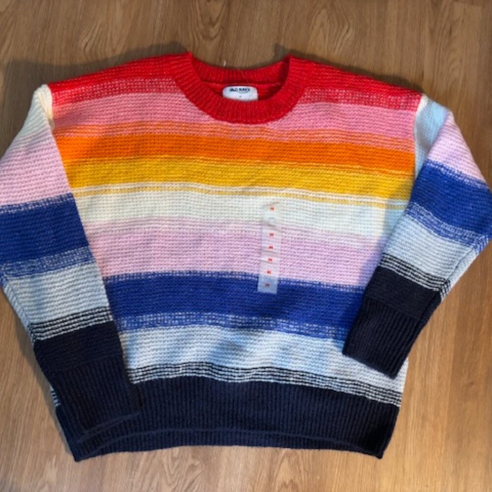 Old Navy NWOT Multicolored Striped Knit Pride Pullover Sweater Med